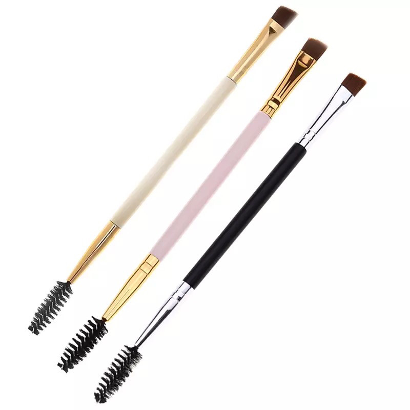 Пензлик для вій і брів, двобічний рожевий, фото 1