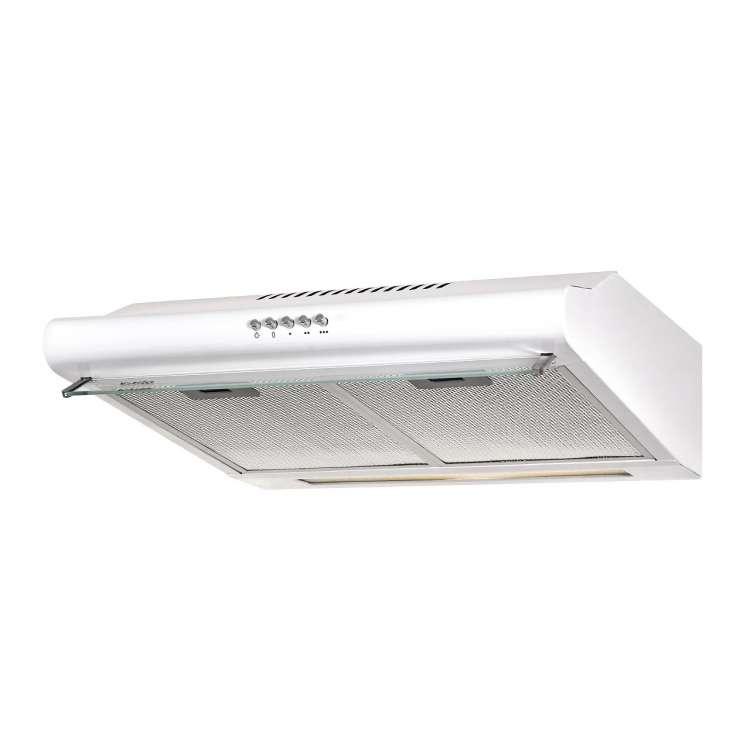 Біла плоска витяжка для кухні Ventolux ROMA 50 WH LUX, шириною 50 см зі скляним козирком, фото 1