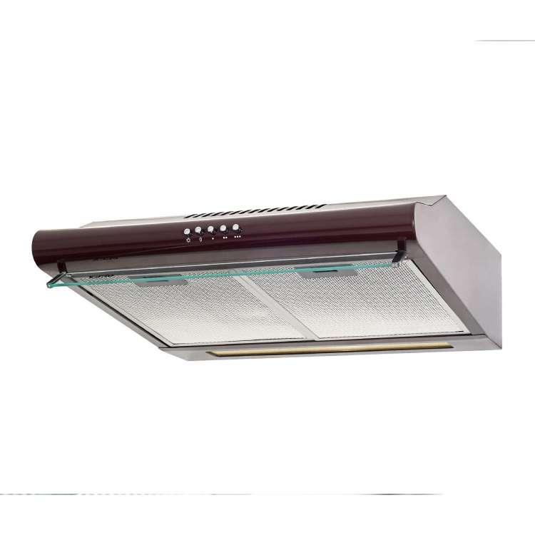 Коричнева настінна плоска витяжка для кухні Ventolux ROMA 50 BR LUX, шириною 50 см зі скляним козирком, фото 1
