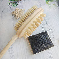 Щітка для сухого масажу тіла + мило-скраб "Кава-апельсин"