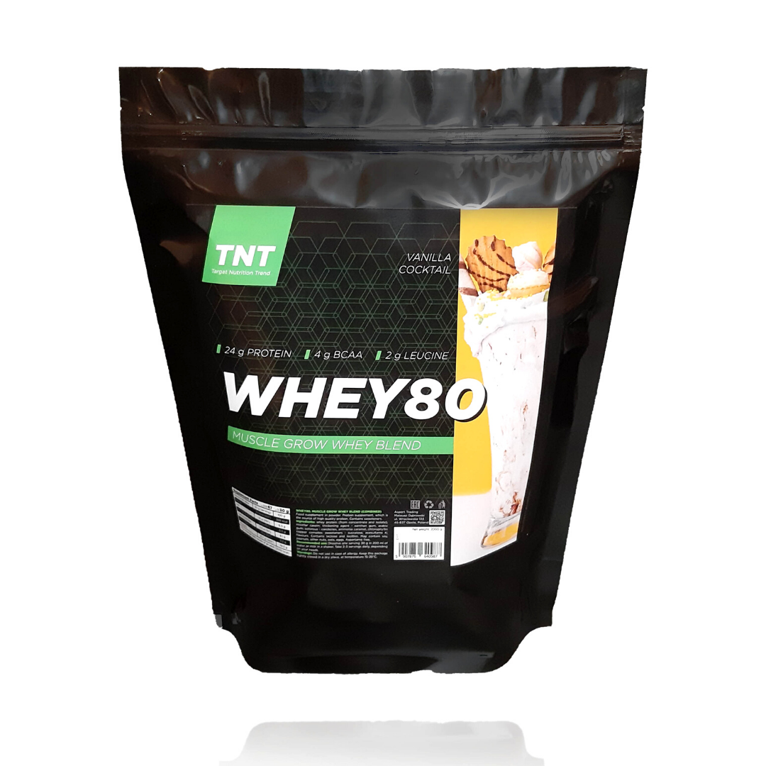 Протеїн для росту м'язів Muskle Grow Whey Target Nutrition Trend Poland, 2 кг 80% білка + ВСАА ваніль
