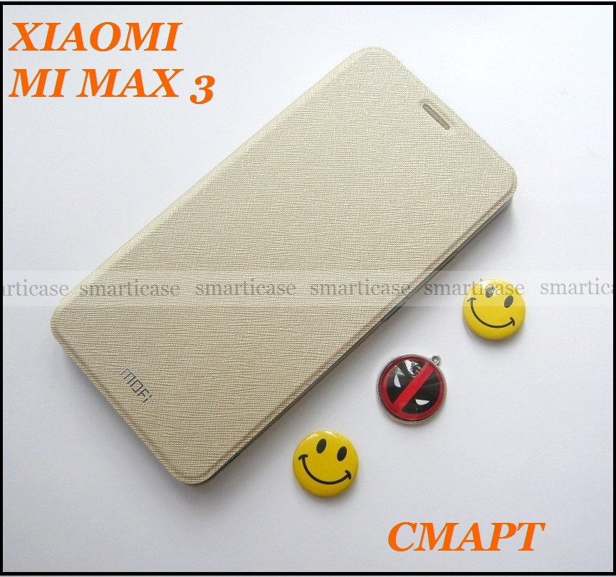 Умный чехол книжка для Xiaomi Mi max 3 Gold, чехол золотой mofi - фото 1 - id-p1224015706