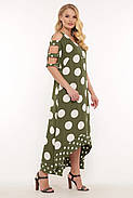 / Розмір 52,54,56,58 / Жіноче плаття нижче коліна зі шлейфом Тропікана зелене горох NEW, фото 2