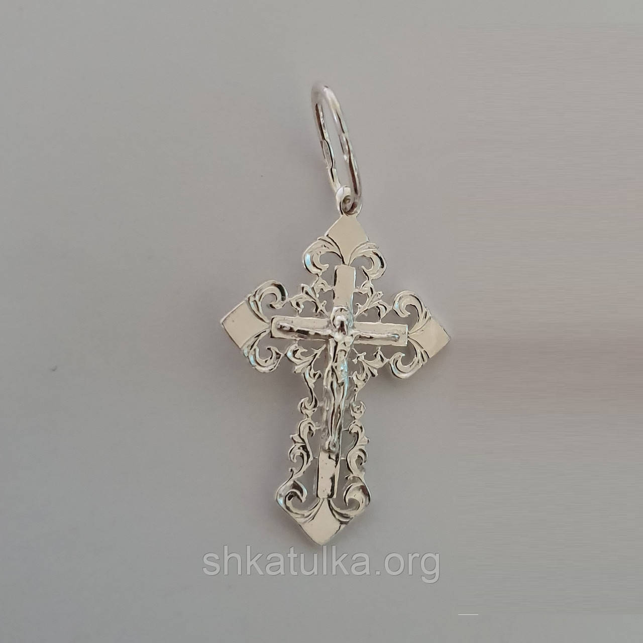 Хрестик релігійний срібний з розп'яттям