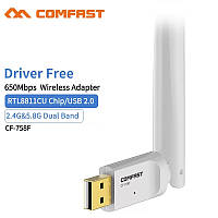 Comfast CF-758F дводіапазонний AC Wi-Fi адаптер 2.4/5.8Ghz 650Mbps з потужною антеною 6dbi