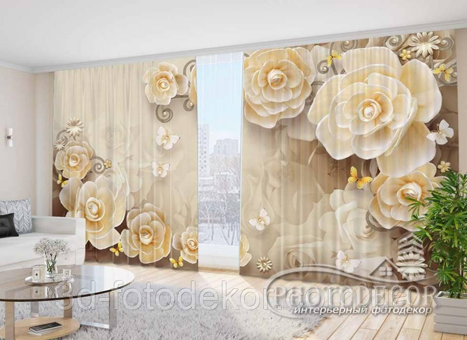 Фото Штори "3D Квіти і метелики" - Будь-який розмір, читаємо опис!, фото 1