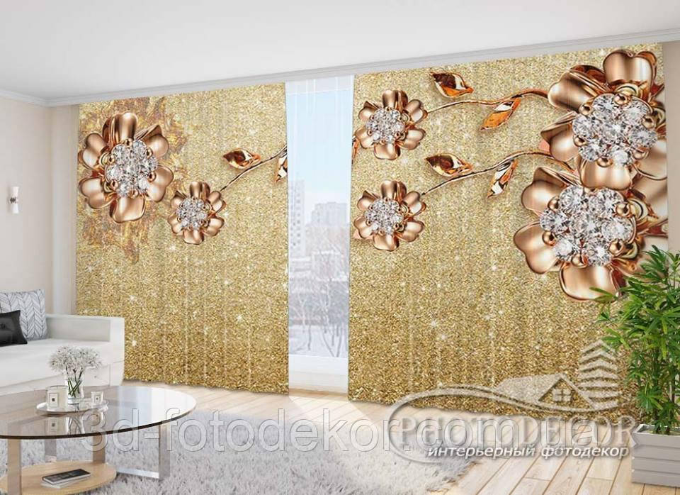Фото Штори "3D квіти з діамантами" - Будь-який розмір, читаємо опис!, фото 1