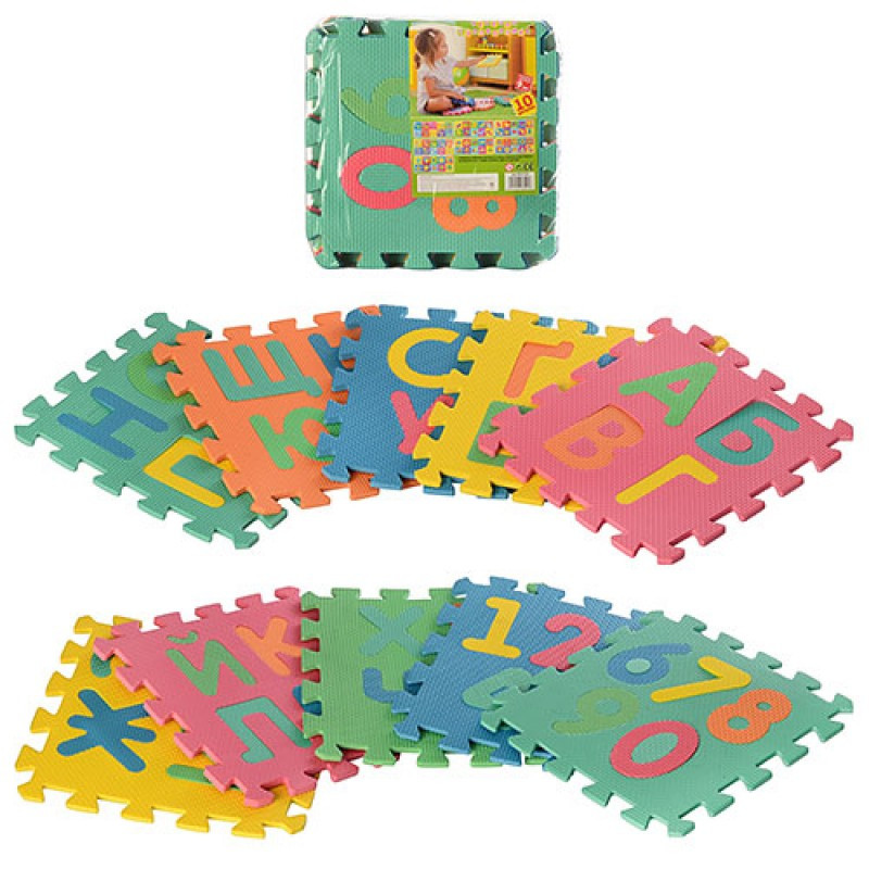 Килимок Мозаїка M 2736 EVA, алфавіт (укр) і цифри, фото 1