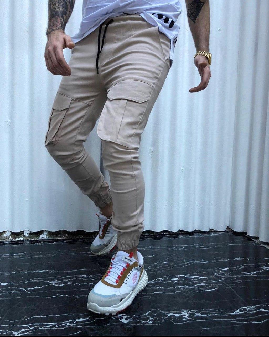 Чоловічі штани карго M429 бежеві S, M, фото 1