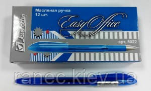 5022 Ручка масляна Easy Office синя, фото 1