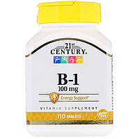 Вітамін B-1 (Тіамін), 100 мг, 21st Century, 110 таблеток
