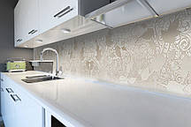 Кухонний фартух самоклеючий Бежевий Візерунок (скіналі для кухні наклейка ПВХ) рослинний орнамент 60х200 см