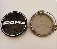 Колпачок в диск Mercedes AMG черный диаметр 70-75 мм
