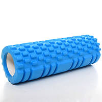Массажный ролик 30 см синий валик + роллер-цилиндр для йоги, массажа всего тела: рук, ног, спины (Живые фото)