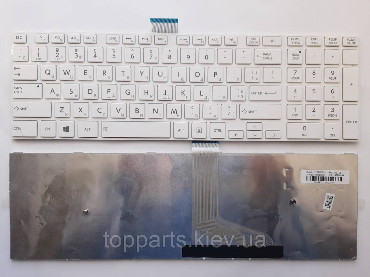 Клавіатура для ноутбуків Toshiba Satellite C50D, C55D біла з білою рамкою RU/US