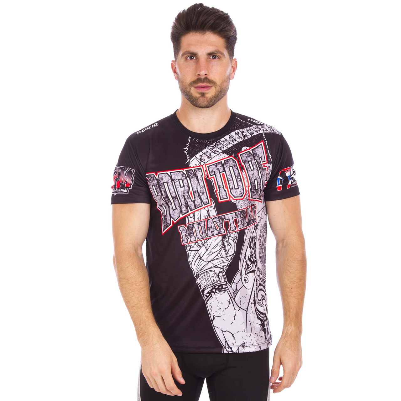 Футболка чоловіча MUAY THAI SPORT SL21SUB розмір L (50-52) Black-White-Red, фото 1