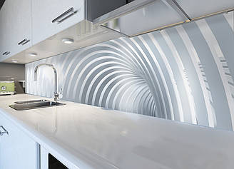 Кухонний фартух Дуги вінілова плівка, що самоклеїться, наклейка на кухню скіналі на стіну Сірий 600*2000 мм