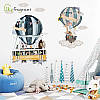 Декоративні наклейки для дитячого садка, в дитячу "звірі на повітряній кулі" 83см*68см (лист 60*90см), фото 3