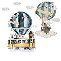 Декоративные наклейки для детского сада Звери на на воздушном шаре (лист 60 х 90 см) Б156-4