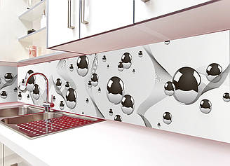 Кухонний фартух Сталеві кулі Геометрія (наклейка вінілова скіналі плівка, що самоклеїться) сірий 600*2000 мм