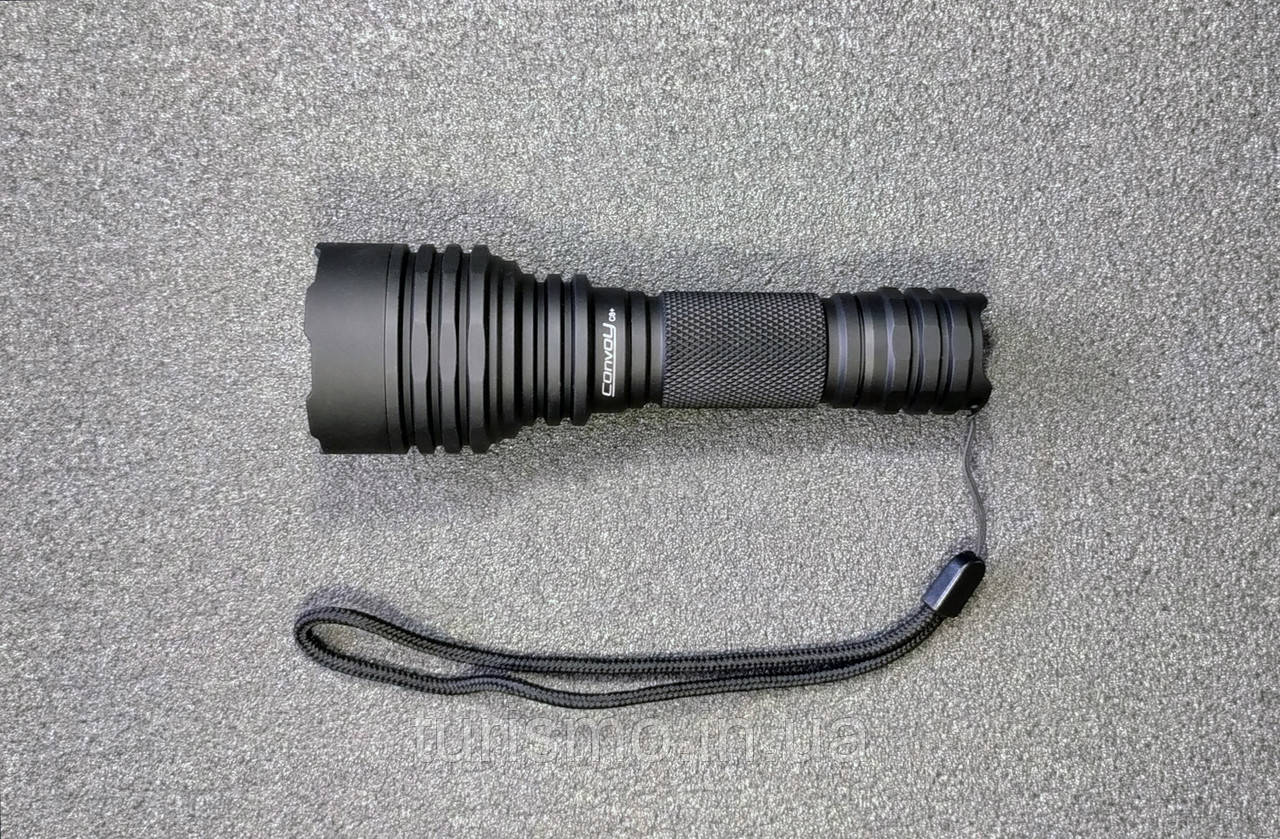 Далекобійний ліхтар Convoy С8+ Luminus SST-40 5000K новий драйвер 12 груп з термоконтролем, чорний корпус
