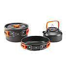 Набір туристичного посуду Cooking Set DS-308, помаранчеві ручки, фото 3