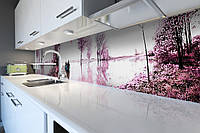 Кухонный фартук самоклеющийся Розовое озеро Краски (скинали для кухни наклейка ПВХ) вода розовый 650*2500 мм