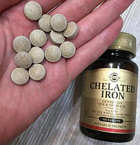 Бісгліцинат заліза Solgar Chelated Iron 100 таб, фото 5