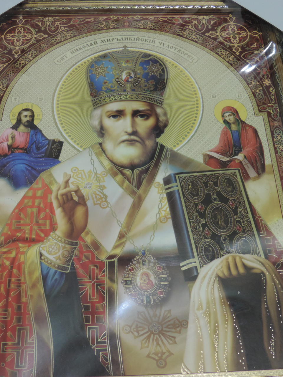 Ікона в рамці — "Святий Микола Мірлікійський Дивочинець". Розмір 43 х 33 см.