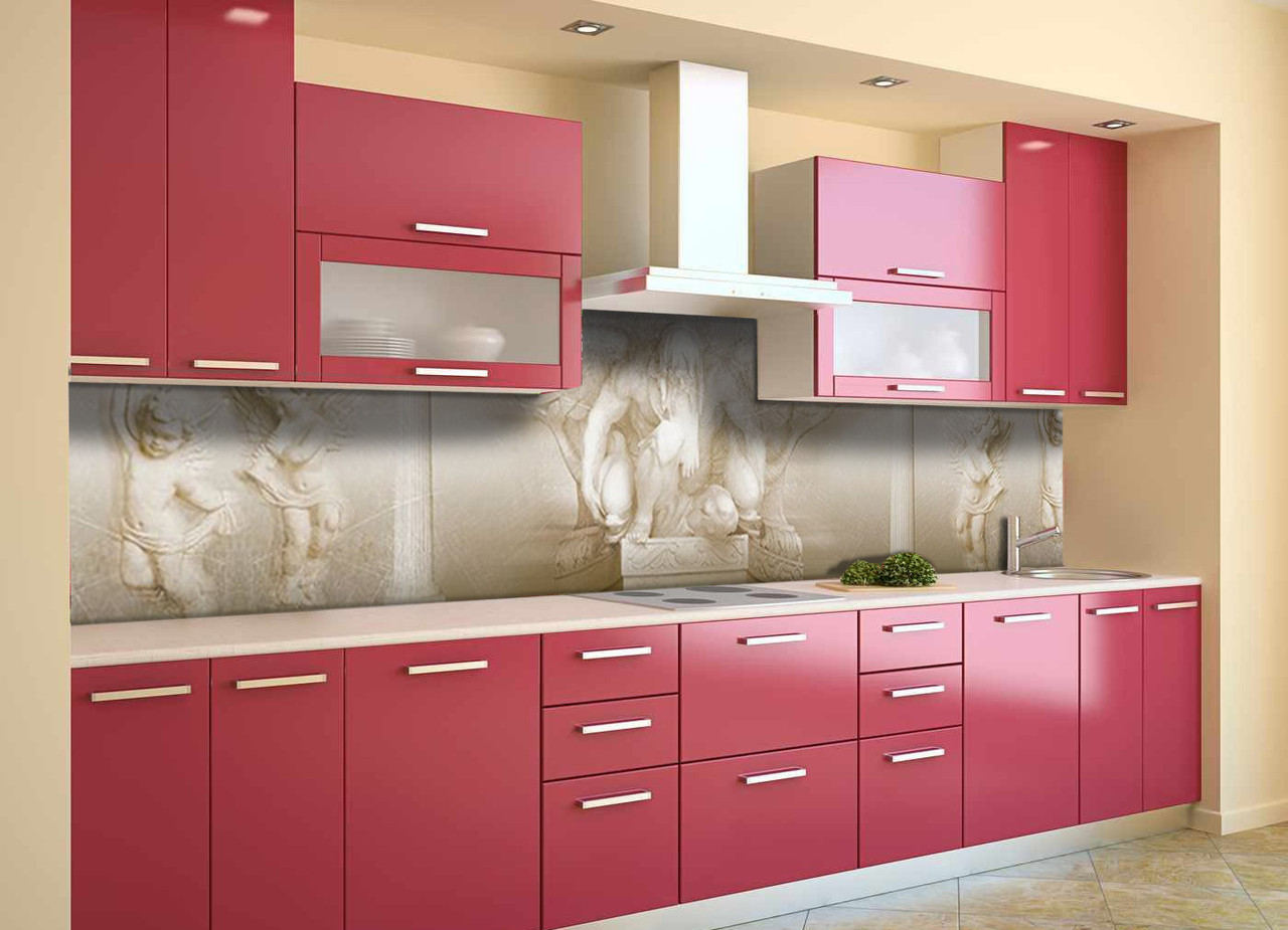 Кухонний фартух самоклеючий Ренесанс ліпнина ретро скіналі для кухні наклейка ПВХ бежевий 600*2000 мм