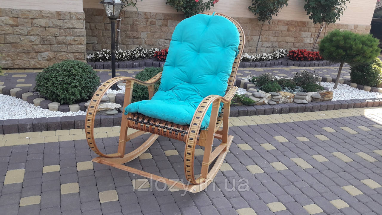 Плетеная кресло-качалка из лозы +ротанг в комплекте из подушкою - фото 3 - id-p1224294697