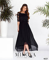 Черное вечернее платье вечернее длинное гипюр женское платье с гипюром 42 44