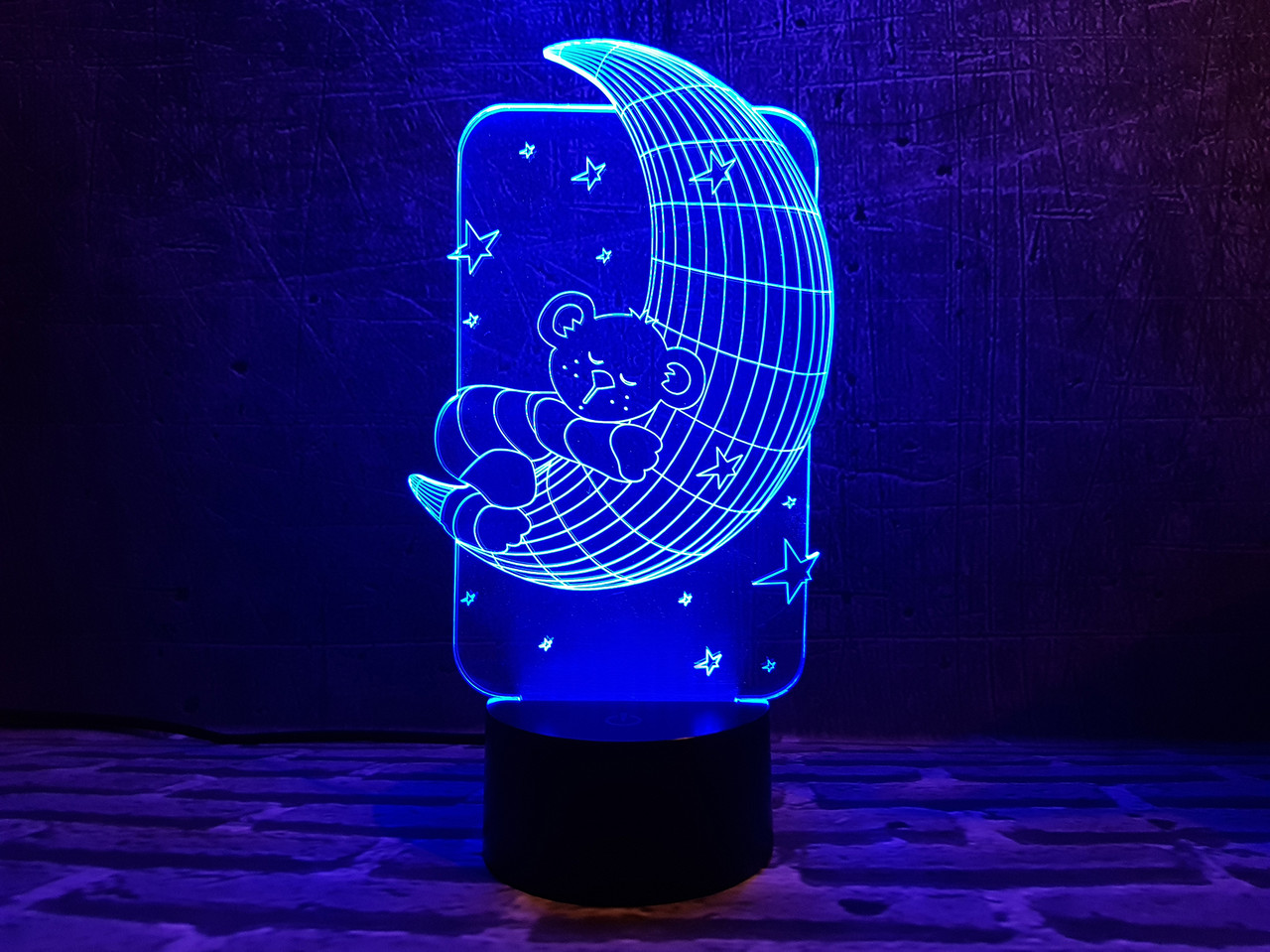 Змінна пластина для 3D ламп "Ведмедик на місяці" 3DTOYSLAMP, фото 1