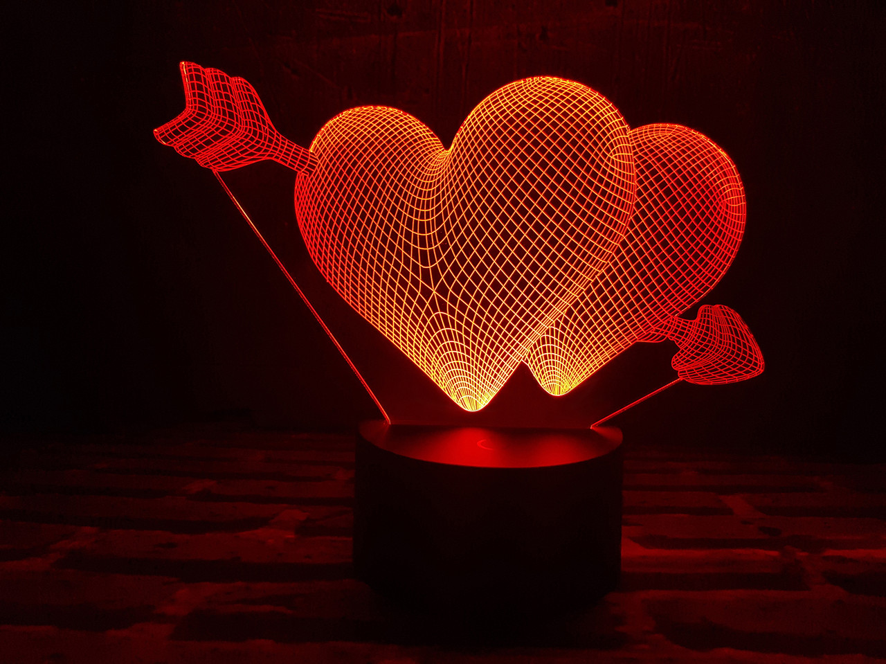 Змінна пластина для 3D ламп "Два серця зі стрілою" 3DTOYSLAMP