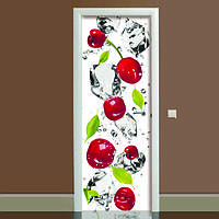 Виниловая наклейка на дверь Черешня (полноцветная пленка для двери) ламинированная двойная 65х200 см