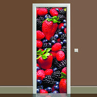 Наклейка на дверь Лесная ягода (полноцветная фотопечать пленка для двери) ламинированная двойная 65х200 см
