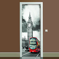 Наклейка на дверь Лондон (полноцветная фотопечать пленка для двери) ламинированная двойная 65х200 см