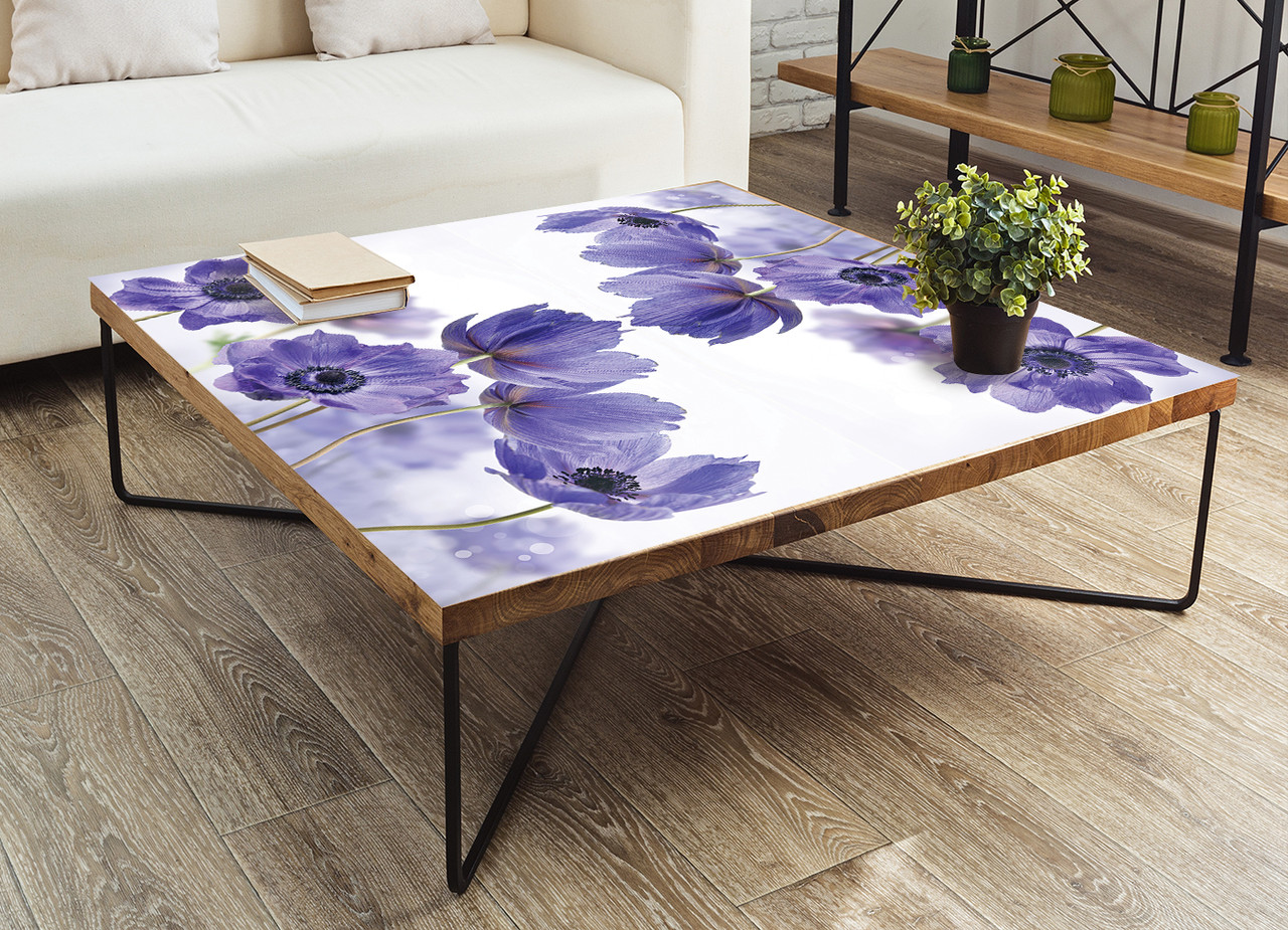Наклейка на стіл Волошка 01 (декор меблів вінілові наклейки блакитні квіти на білому тлі) 600*1200мм