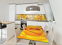 Наклейка на стіл Жовта троянда (декор меблів вінілові наклейки жовті квіти троянди бутони макро) 600*1200мм