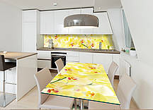 Наклейка на стіл Лимонні Орхідеї (декор меблів вінілові наклейки квіти) жовтий 600*1200мм