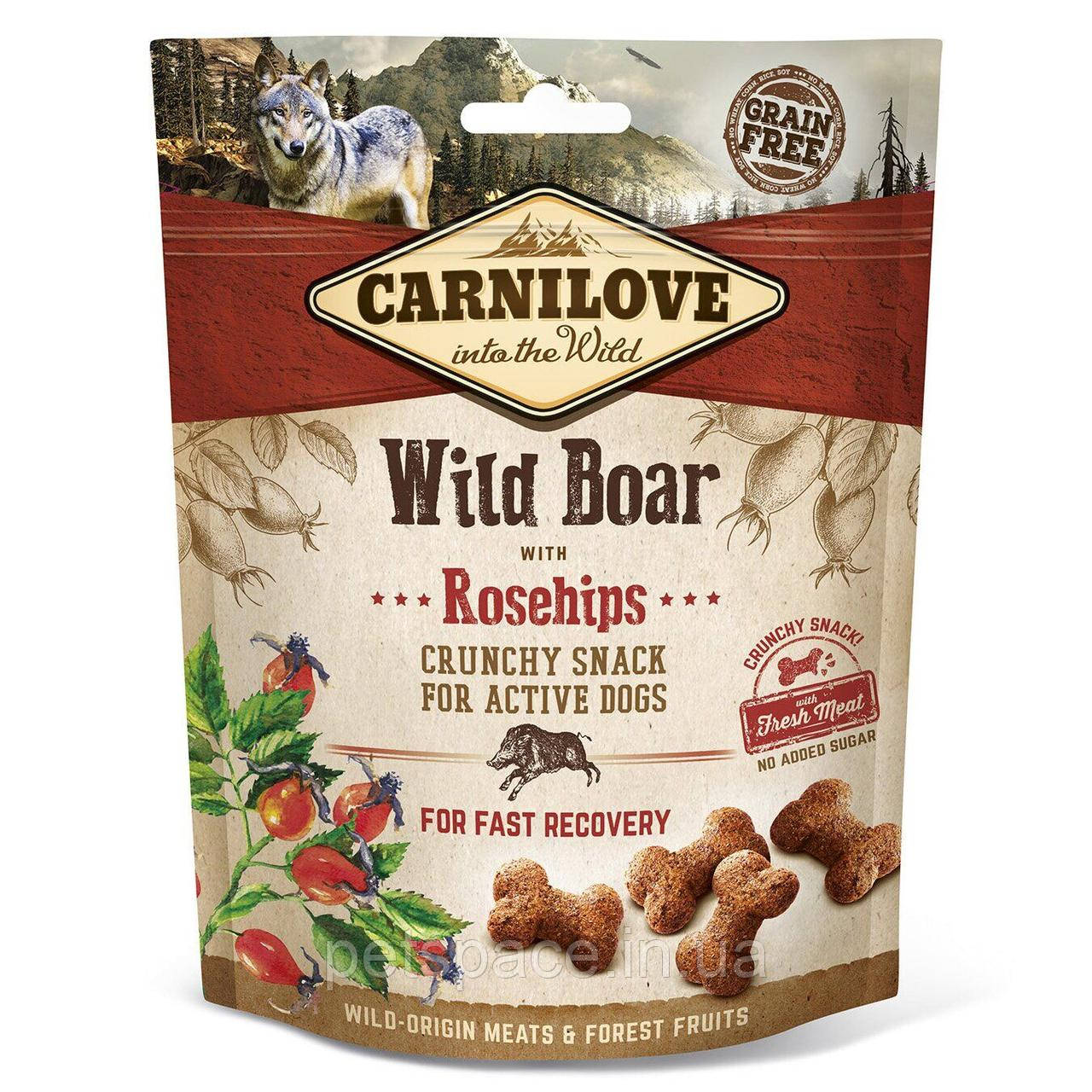 Ласощі для собак Carnilove Wild Boar with Rosehips (Карнілов з диким кабаном та шипшиною), 200г