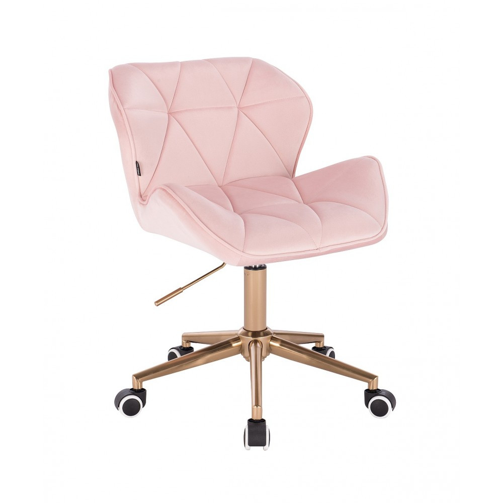 Перукарське крісло на пневматиці Hrove Form HR111K рожевий велюр основа золота, фото 1