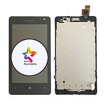 Оригінальний Дисплей сенсор для Nokia Lumia 435 / 532 / RM-1069, (Чорний), з рамою