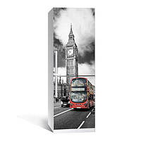 Вінілова наклейка на холодильник Лондон ламінована подвійна ПВХ плівка самоклеюча 600*1800 мм