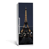 Вінілова наклейка на холодильник Ейфелева вежа 03 ламінована подвійна ПВХ плівка самоклеюча 600*1800 мм