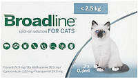 Капли на холку Бродлайн (Broadline) от блох и клещей для кошек до 2,5 кг (1 апликатор - 0,3 мл)