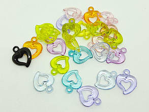 Підвіски акрил "Серце" мікс 20х15 мм 500 грамів