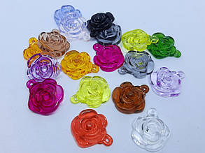 Підвіски акрил "Роза" мікс 26 х 22 мм 500 грамів