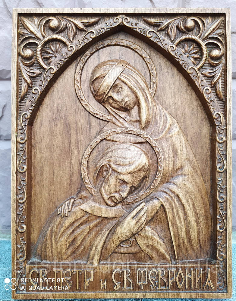 Икона резная святых Петра и Февронии - фото 2 - id-p173491188
