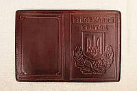 Кожаная обложка Військовий квиток шоколадный 014-003